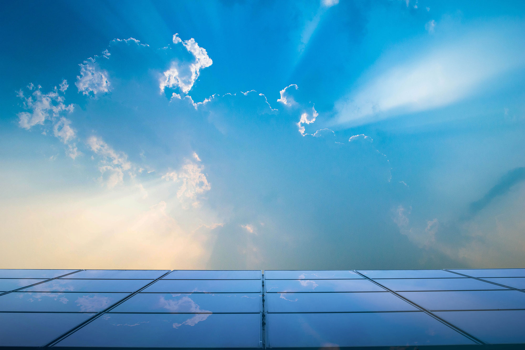 Blue sky solar panels