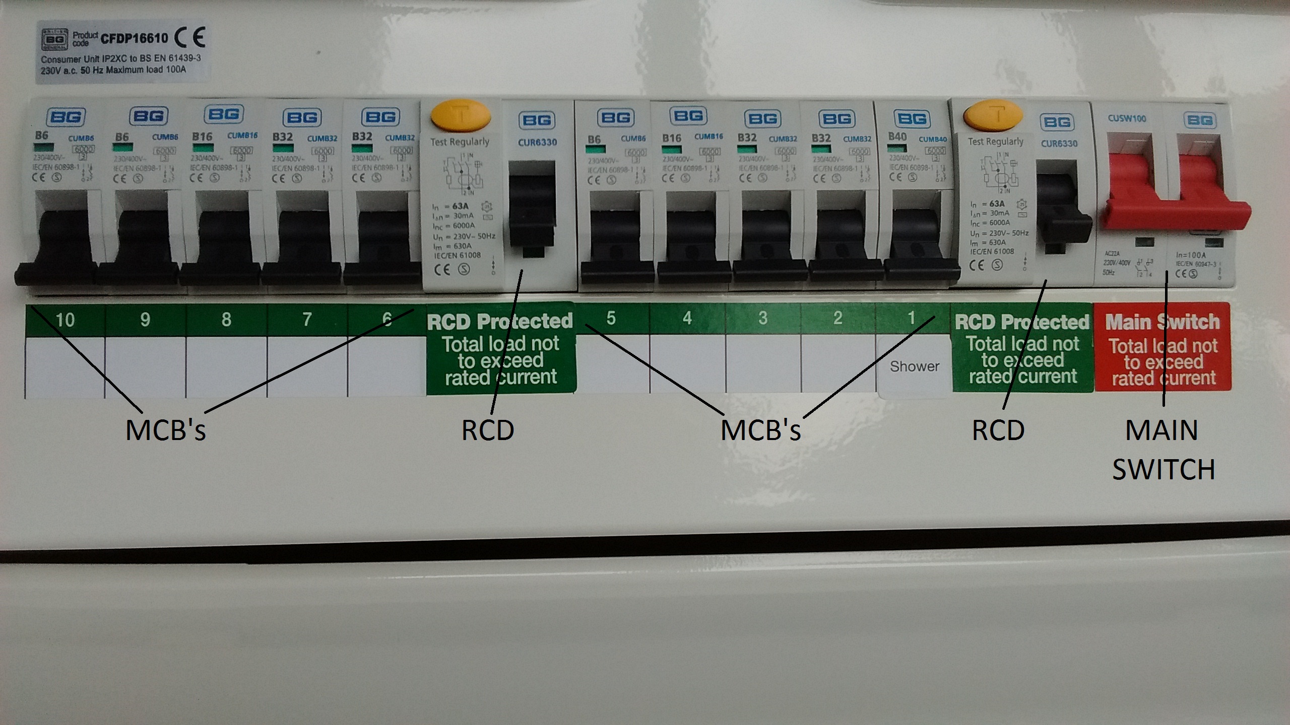 mcbs-rcds-main-switch-on-consumer-unit MCB & RCD in a consumer unit